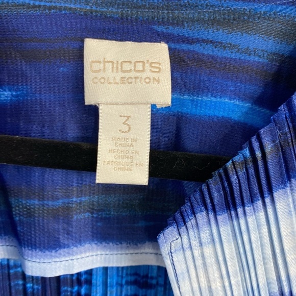 Chico’s Collection Open Front Blue Tie Dye Career Office Long Sleeve Cardigan XL - Picture 3 of 12